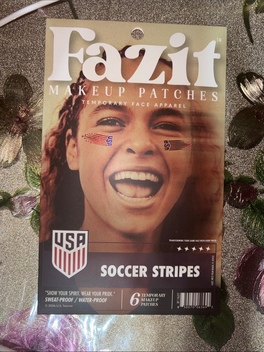 Soccer Stripes Temporary Makeup Patches — USA Red/Blue